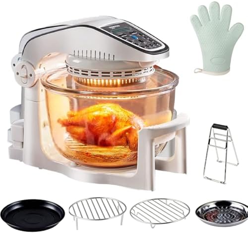 10L Duża frytkownica z halogenem z wyjmowaną szklaną miską, piekarniki halogenowe z 10 inteligentnymi ustawieniami wstępnymi, frytkownica Cristal, kontrola temperatury 50-250 ° C, do bezolejowego szyb