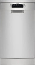 AEG FFB73517ZM Zmywarka AirDry, 10 sztućców, automatyczne odłączanie, 9 programów w 4 temperaturach, taca Maxiflex, funkcja ExtraHygiene, regulowany kosz, falownik, 48 dBA, Inox, 45 cm, klasa D