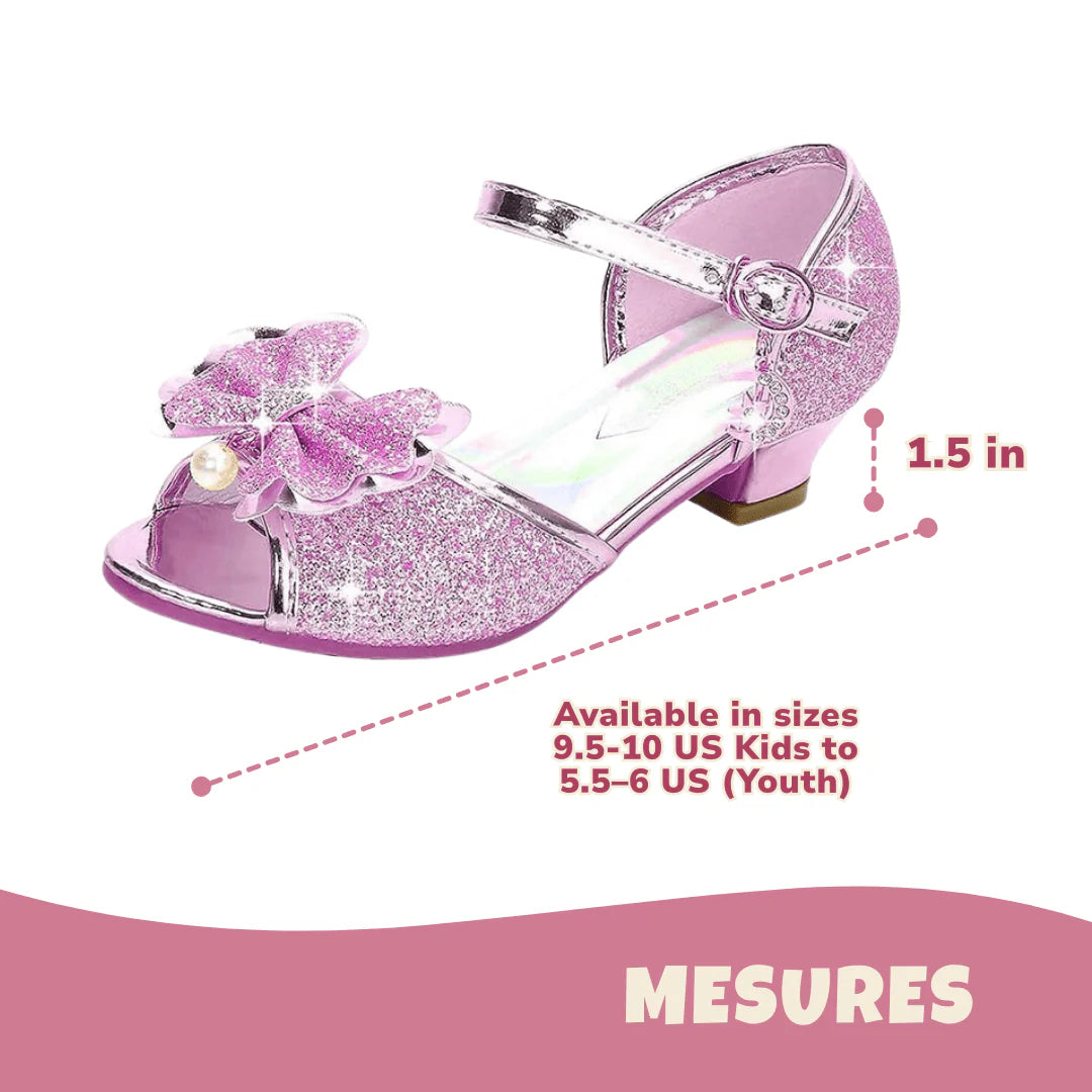 Princess Heeled Sandals for Girls - Glitter & Buckle Design