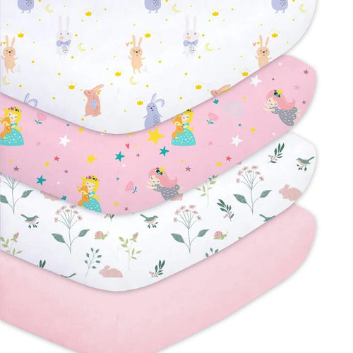 4 Pack Set Fitted Sheets for Standard Crib and Toddler Mattress