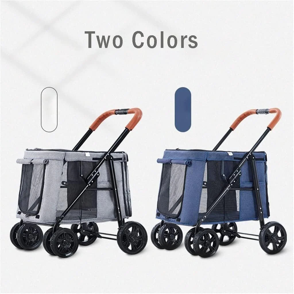 Luksusowy Duży Wózek Dla Psa 4 Koła Wózki Dla Psów Dla Dużych Psów Premium Pushchair Pet Stroller Składany Wózek Spacerowy (Color : Grey a)