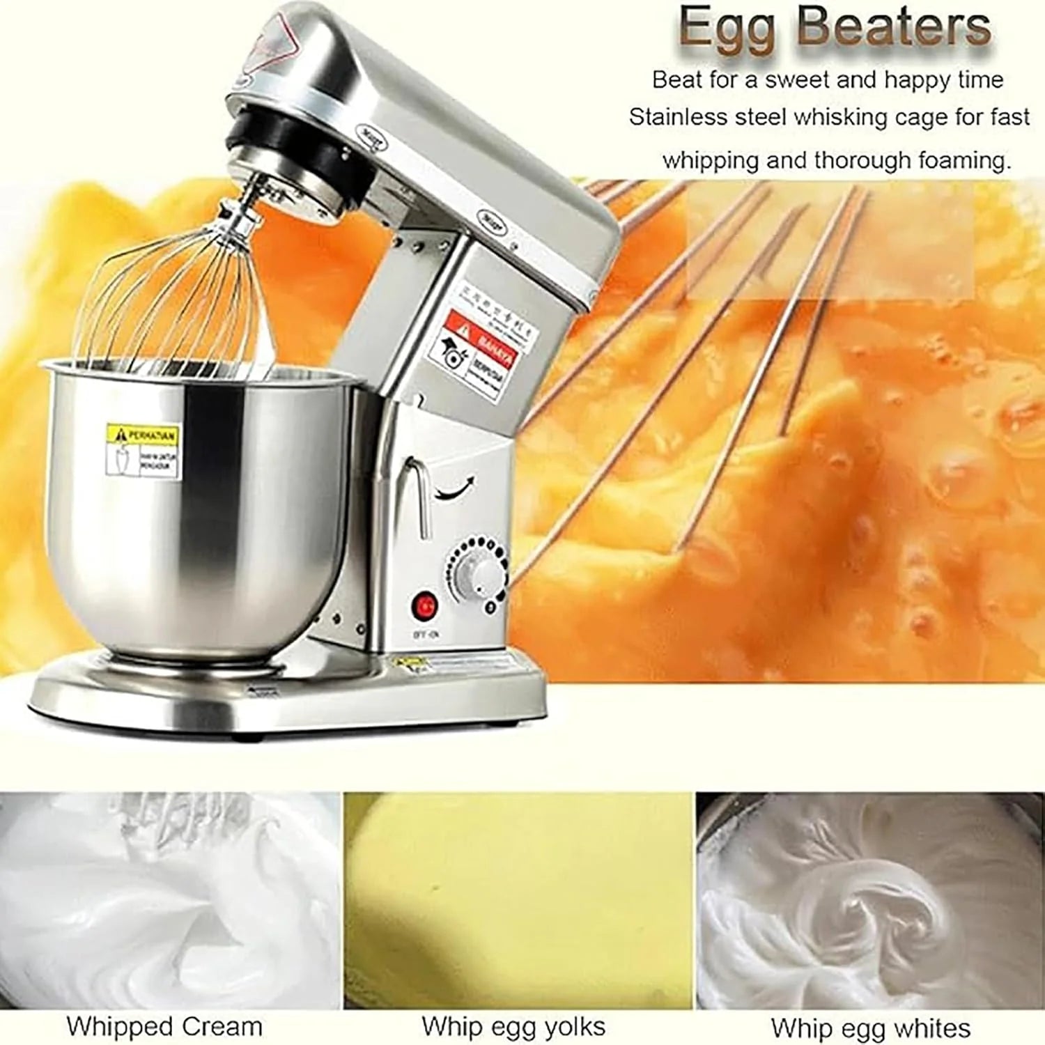 Professional Stand Mixer, 3 Speed 10L Mixing Bowl 500W Electric Mixer with Mixing Bowl, Beater & Dough Hook, Commercial Kitchen Cake Mixer & Dough Mixer,StainlessSteel