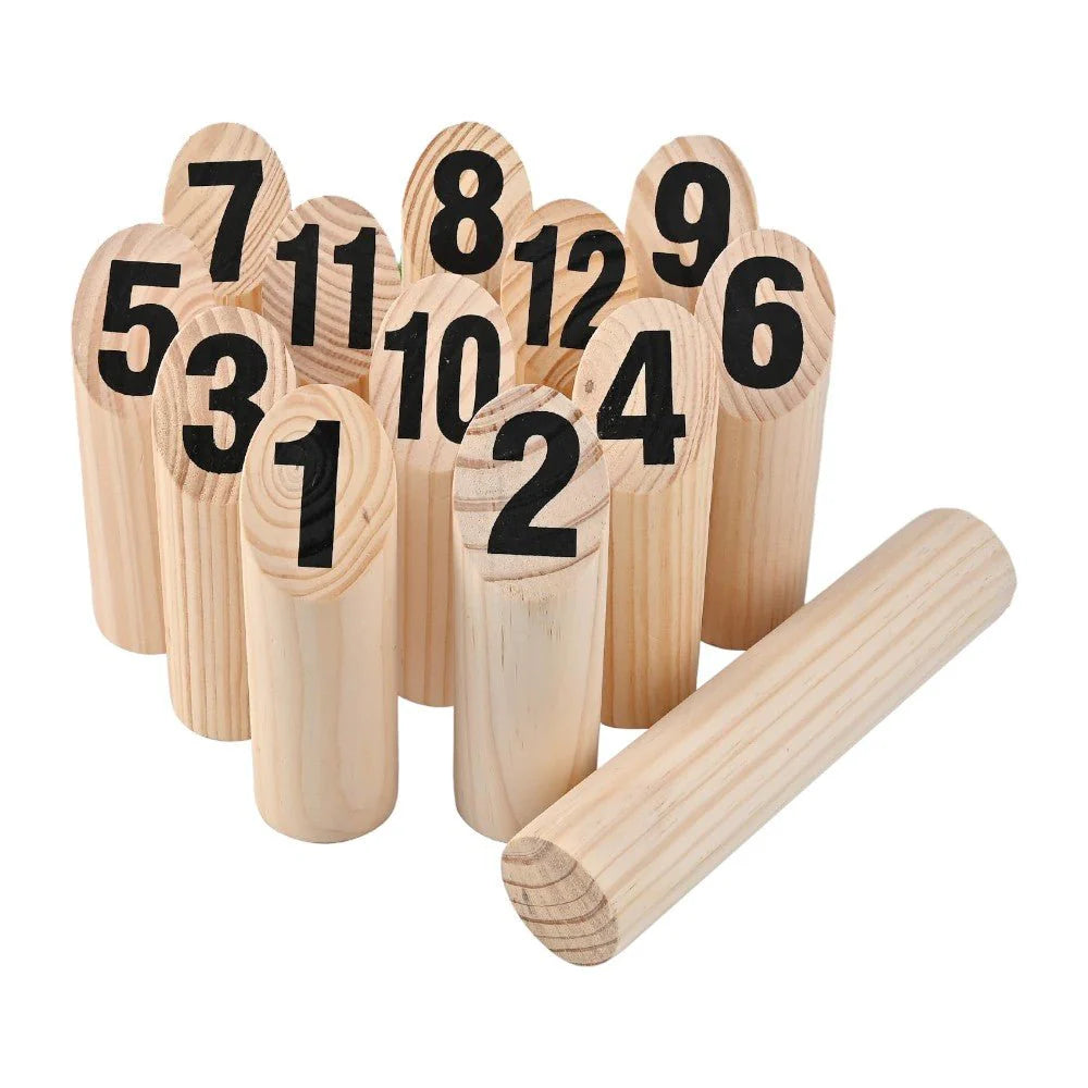 Wooden Numbered Kubb Set with Carry Bag for Outdoor Play