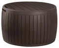 37 Gallon Round Deck Box, Patio Table for Outdoor Cushion Storage, Brown