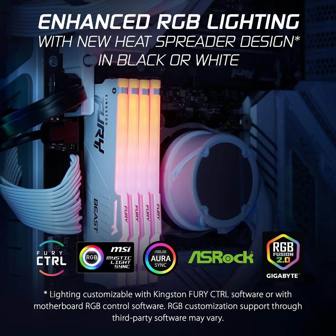 Kingston FURY Beast Czarny RGB XMP 64GB 6000MT/s DDR5 CL40 DIMM Pamięć gracza dla komputerów stacjonarnych Zestaw 4 - KF560C40BBAK4-64