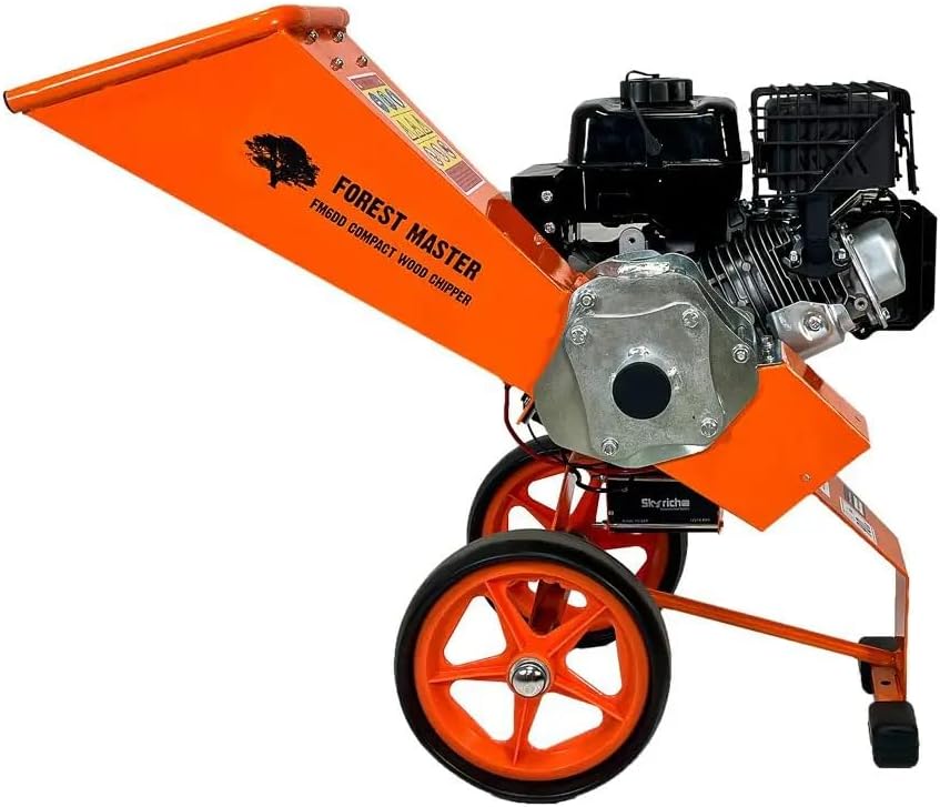 Forest Master FM6DDES-MUL 6HP Benzynowy rębak do drewna i niszczarka ogrodowa z rozrusznikiem elektrycznym – Samożywny mulczer rozdrabnia gałęzie do 50mm – Idealny do wszystkich zielonych odpadów