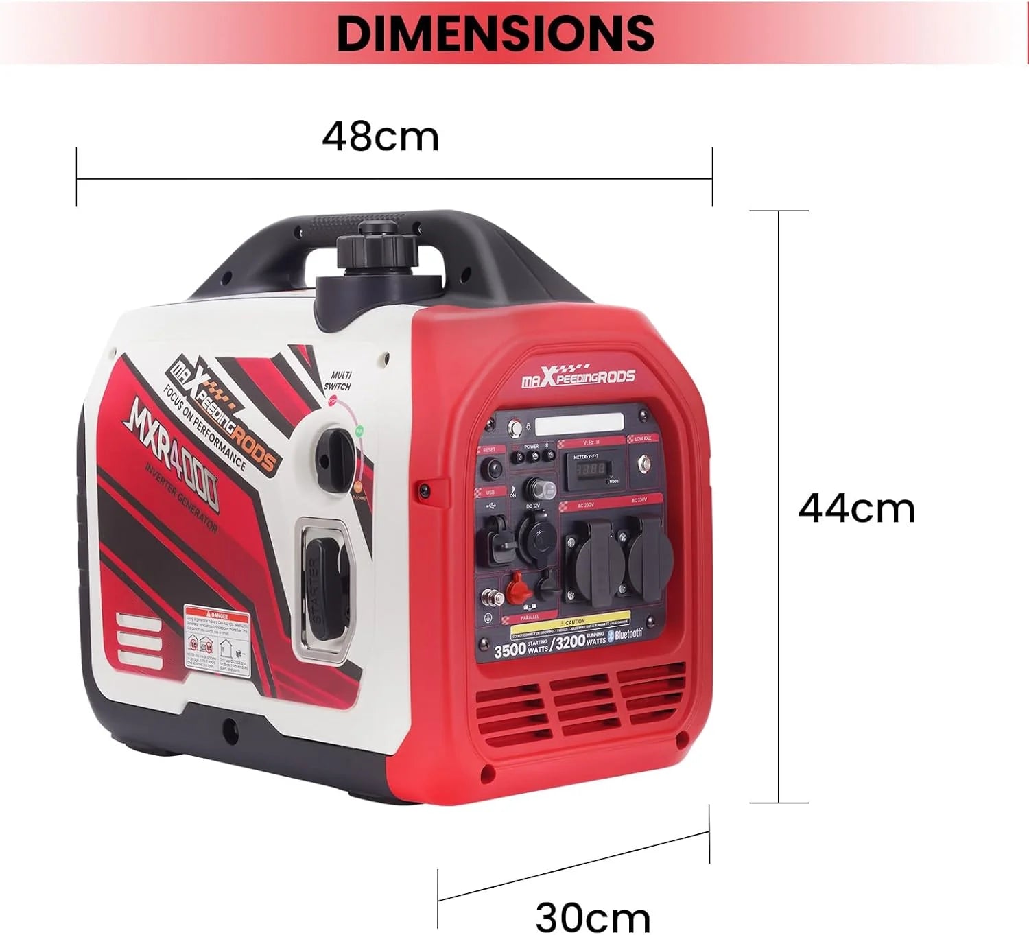 maXpeedingrods Generator pr?du inwertorowy 3500 W, generator benzynowy z zdalnym monitorowaniem danych za pomoc? aplikacji Bluetooth, nadaje si? do kamperów na ?wie?ym powietrzu, do domu
