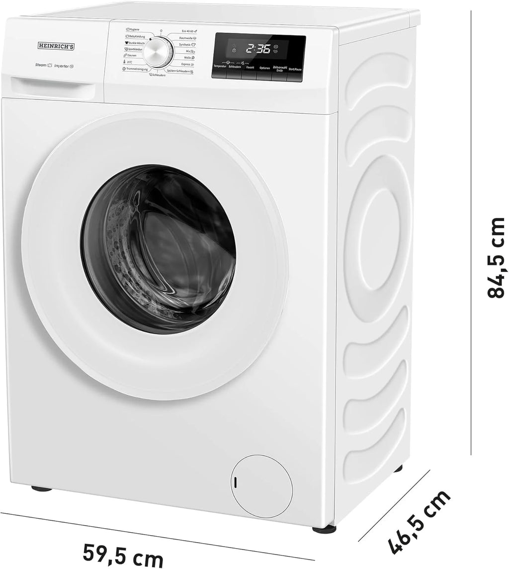 Heinrich´s Pralka, 7 kg, 15 programów, 1400 obr./min, Aqua-Stop, wyświetlacz LED, w zestawie timer, z zabezpieczeniem przed dziećmi, trwały silnik inwerterowy, klasa efektywności energetycznej A