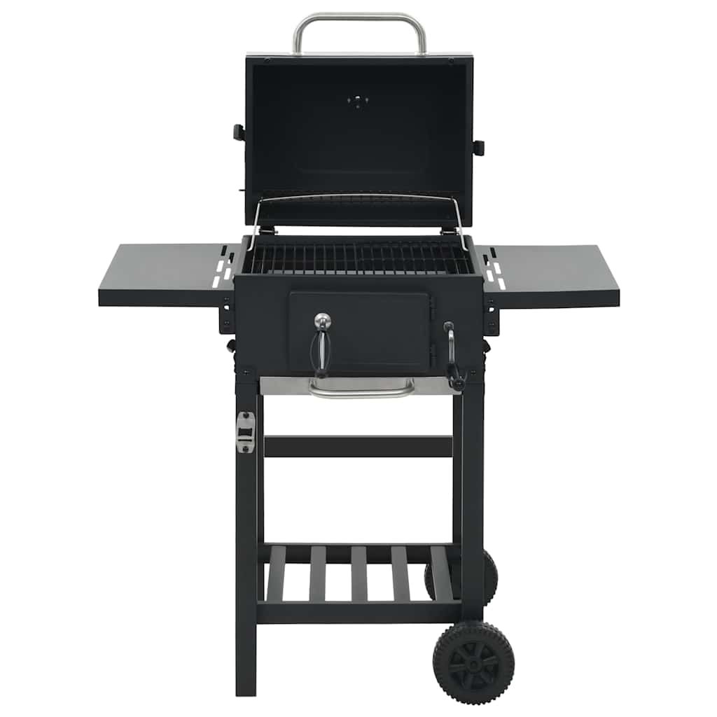 Czarny grill węglowy z dolną półką vidaxl