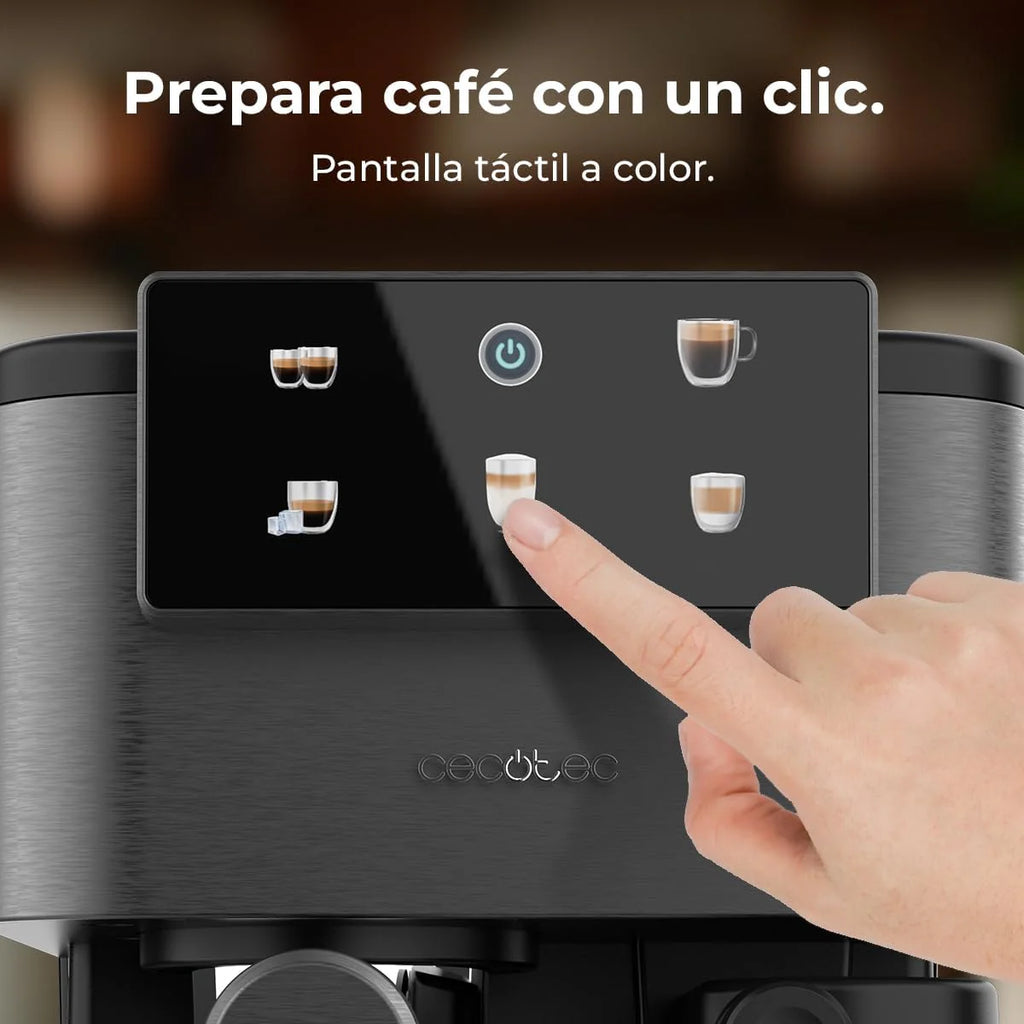 Cecotec Ekspres do kawy z podwójnym wyjściem Power Espresso 20 Barista Cream. 1550 W, 20 prętów, zbiornik na ziarna kawy 250g, młynek z 30 poziomami mielenia, termoblok, zbiornik na wodę 2.5 L