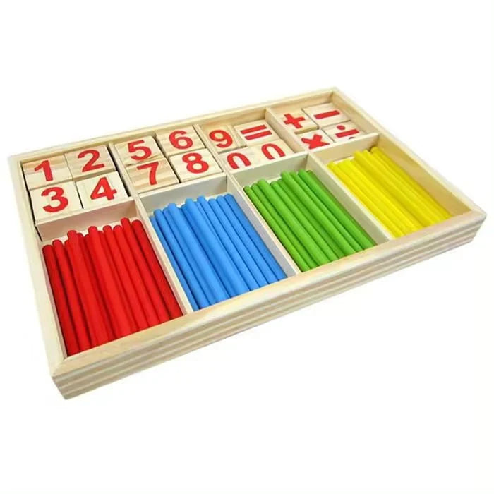 Wooden Math Counting Sticks Educational Arithmetic Learning Blocks