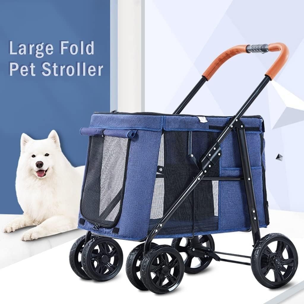 Luksusowy Duży Wózek Dla Psa 4 Koła Wózki Dla Psów Dla Dużych Psów Premium Pushchair Pet Stroller Składany Wózek Spacerowy (Color : Grey a)