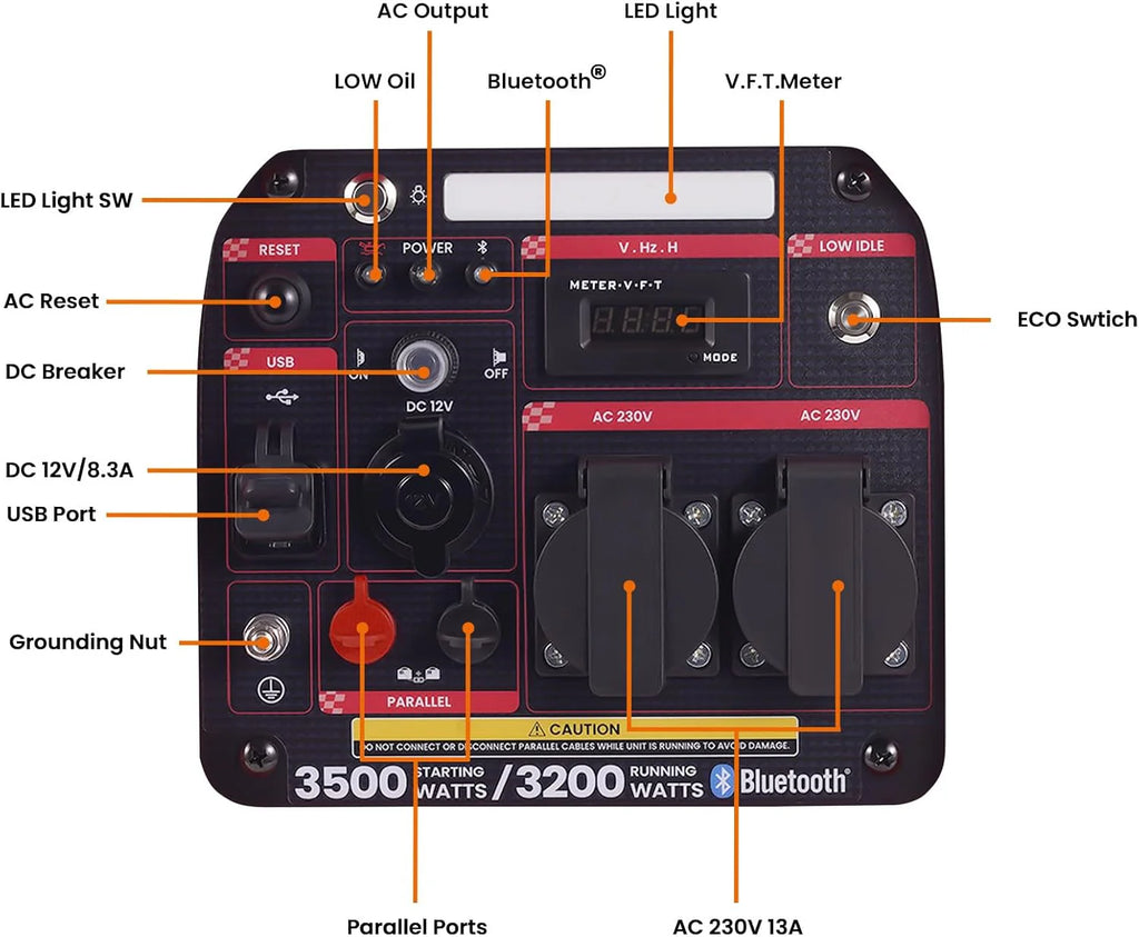 maXpeedingrods Generator pr?du inwertorowy 3500 W, generator benzynowy z zdalnym monitorowaniem danych za pomoc? aplikacji Bluetooth, nadaje si? do kamperów na ?wie?ym powietrzu, do domu