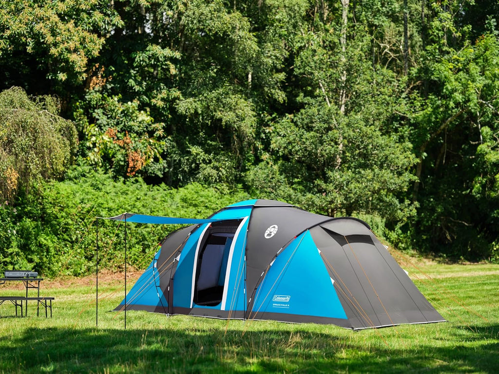 Coleman Spruce Falls 6 namiot | duży 6-osobowy namiot rodzinny Vis-a-Vis z 2 przeciwległymi rozmiarami XXL, sypialniami i częścią dzienną, namiot kempingowy dla 6 osób, wodoodporny 3000 mm, wszyte