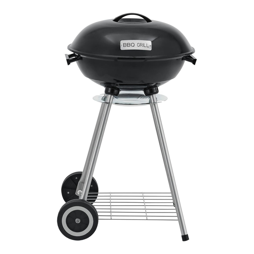 Barbacoa Redonda De Carbón Apricena Con Tapa 80x49x47cm - Czarny [casa.pro]