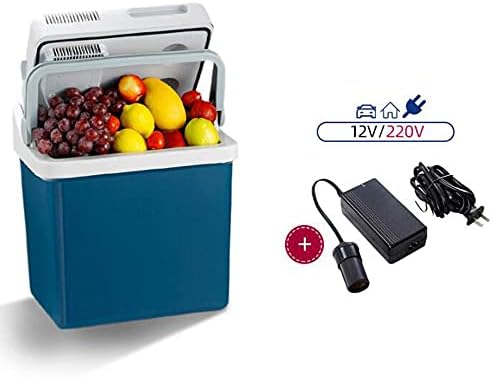 Przenośna, elektryczna lodówka turystyczna o pojemności 21 l, mini lodówka 36 W z zasilaczem AC/DC, niebieska lodówka samochodowa do podróży kamperem, łodzią i kempingiem