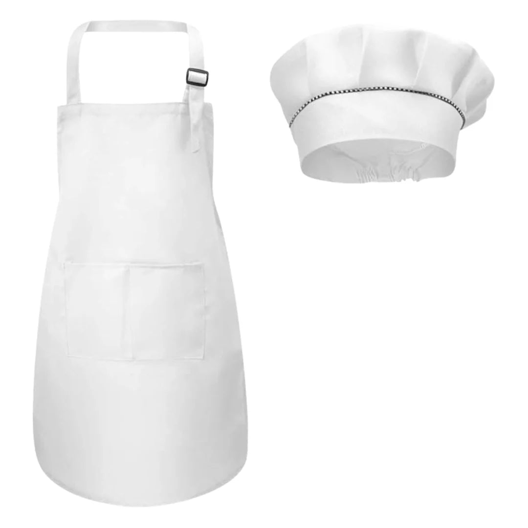 Kids Chef Apron & Hat Set with Pockets for Cooking, Baking & Crafts