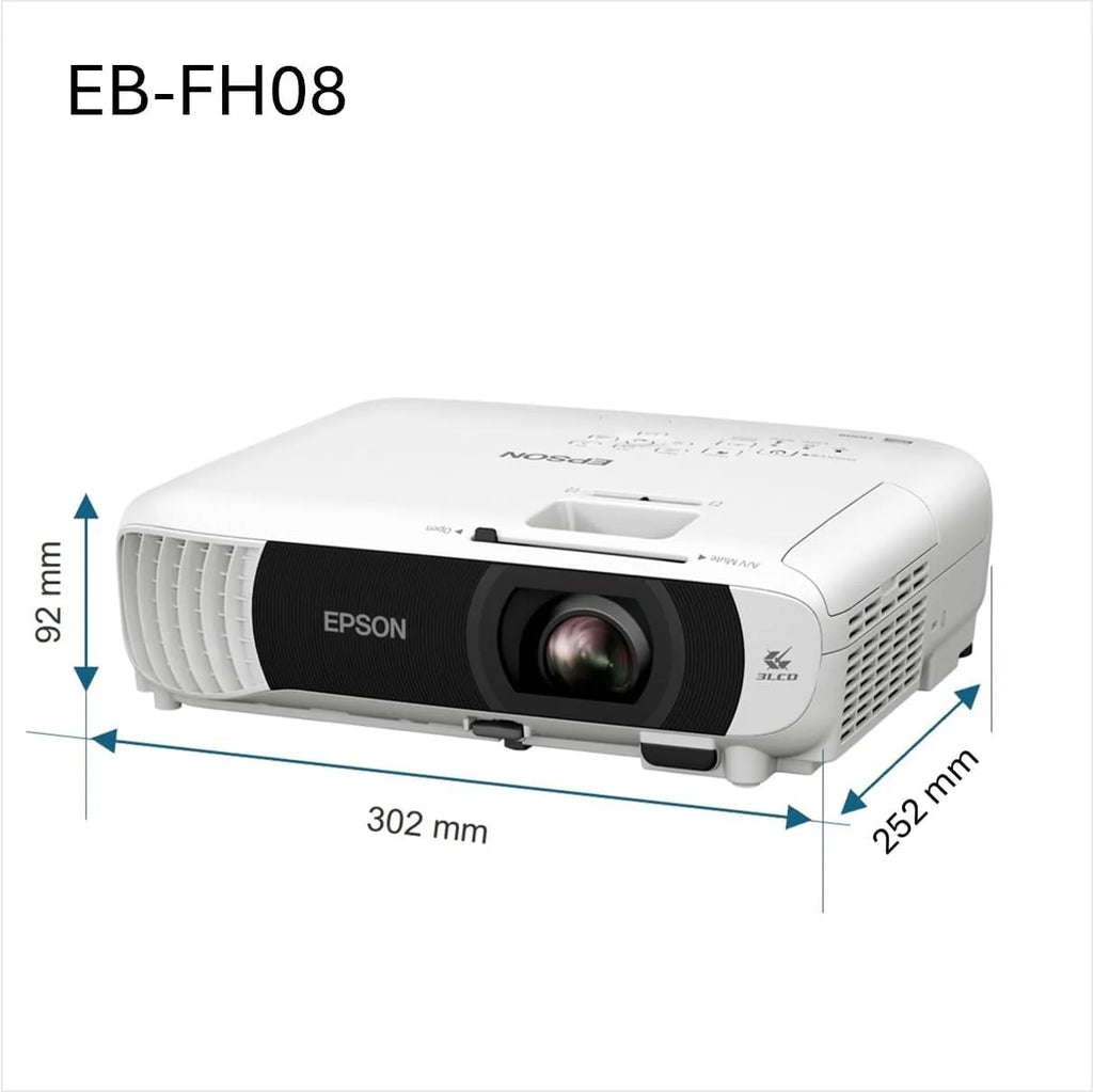 Epson EB-FH08 projektor 3LCD (3600 lumenów) 337 cali, przekątna ekranu ok. 8,56 m, 2 HDMI, 1920 x 1080p FullHD, funkcja dzielonego ekranu