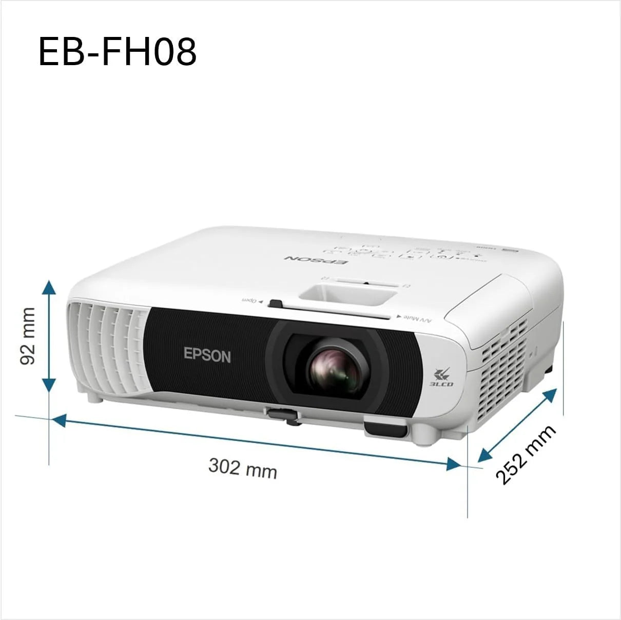 Epson EB-FH08 projektor 3LCD (3600 lumenów) 337 cali, przekątna ekranu ok. 8,56 m, 2 HDMI, 1920 x 1080p FullHD, funkcja dzielonego ekranu