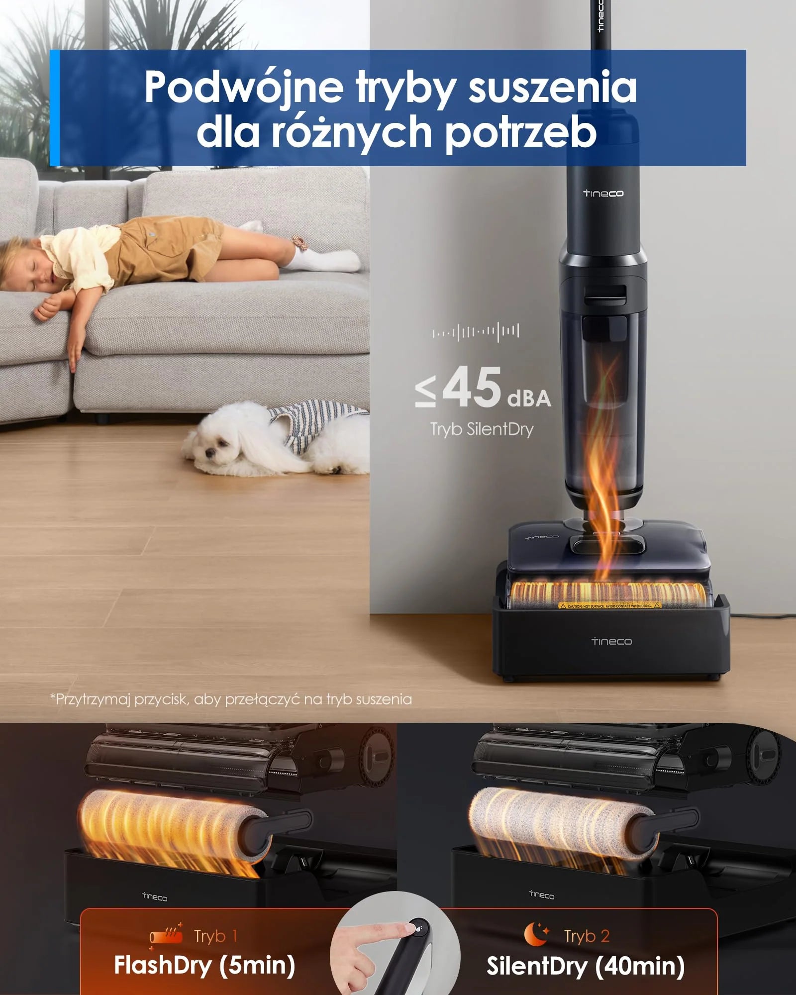 Tineco FLOOR ONE S7 Stretch Steam Draadloze Nat-Droog Stoomzuiger Alles-in-één, 160℃ HyperSteam, 180° Plat Liggend, Anti-Knoop Ontwerp, FlashDry Zelfreiniging, Tot 80 min gebruiksduur