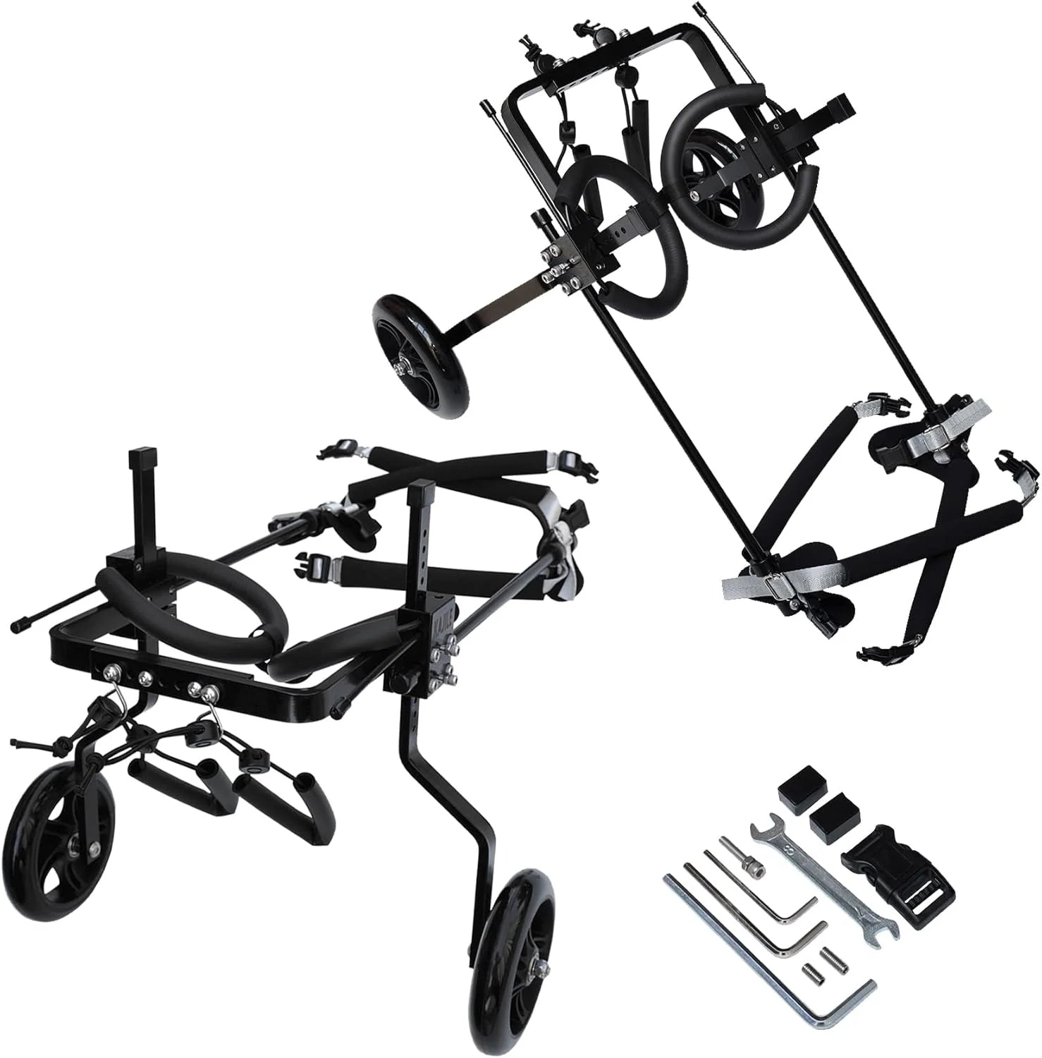 Regulowany Psa Wózek Inwalidzki,Wózek Zwierząt,Trening Rehabilitacyjny Psów Niepełnosprawnych Słabych Tylnych,Pasować Wysokości Zwierzęcia 55-70cm,Szerokość 24-32cm,Długość 35-45cm,XXL-2