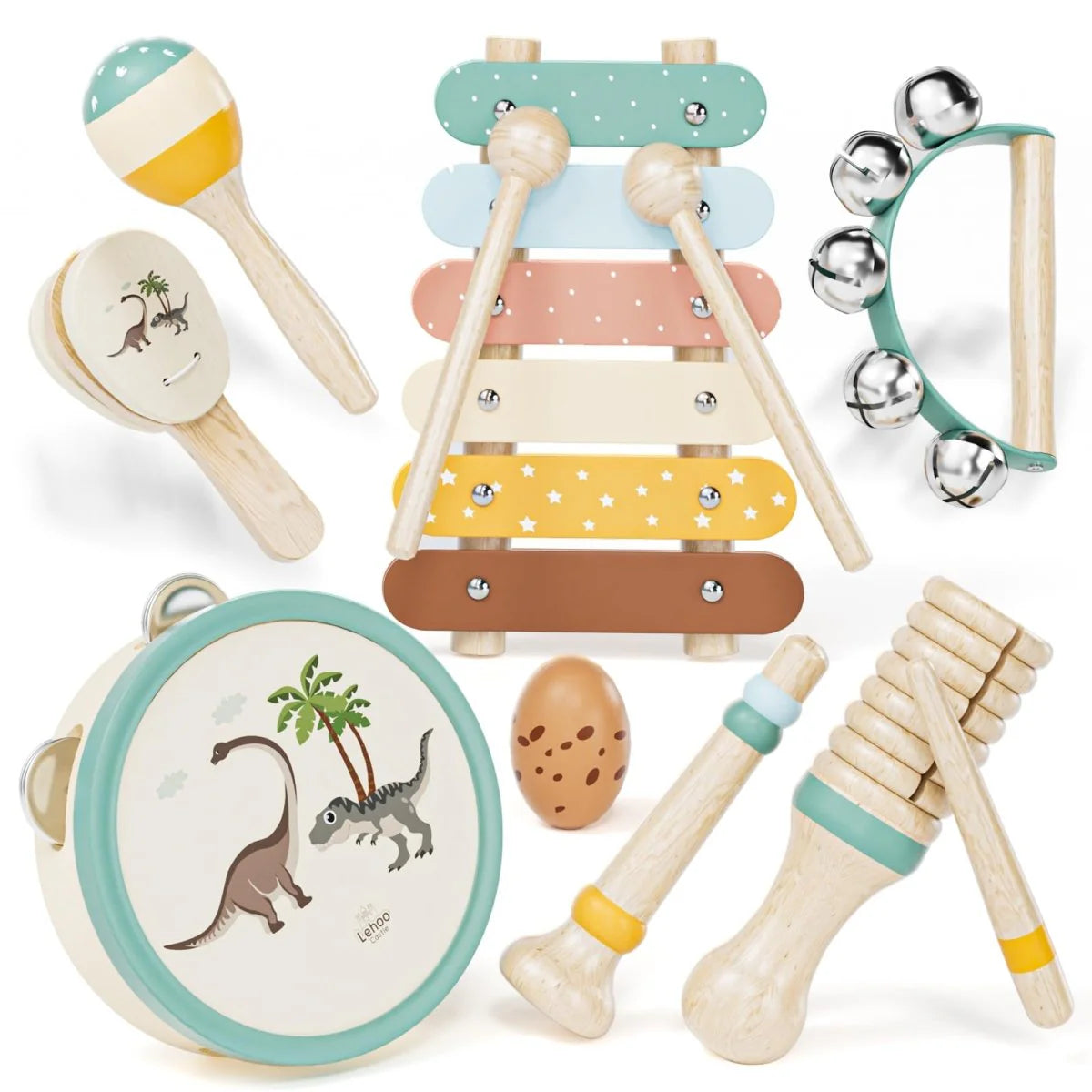 Montessori Wooden Toy Set for Toddlers with Xylophone & Instruments