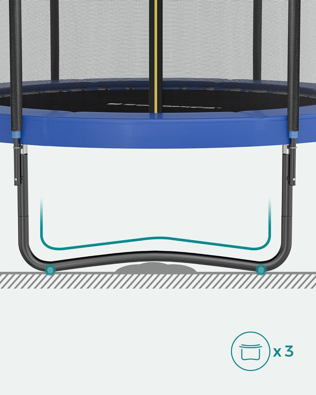 SONGMICS Trampolina Ø 244/305/366/427 cm, certyfikat TÜV Rheinland GS, okrągła trampolina ogrodowa z siatką zabezpieczającą i drabinką, wyściełany stelaż, dla dzieci i dorosłych