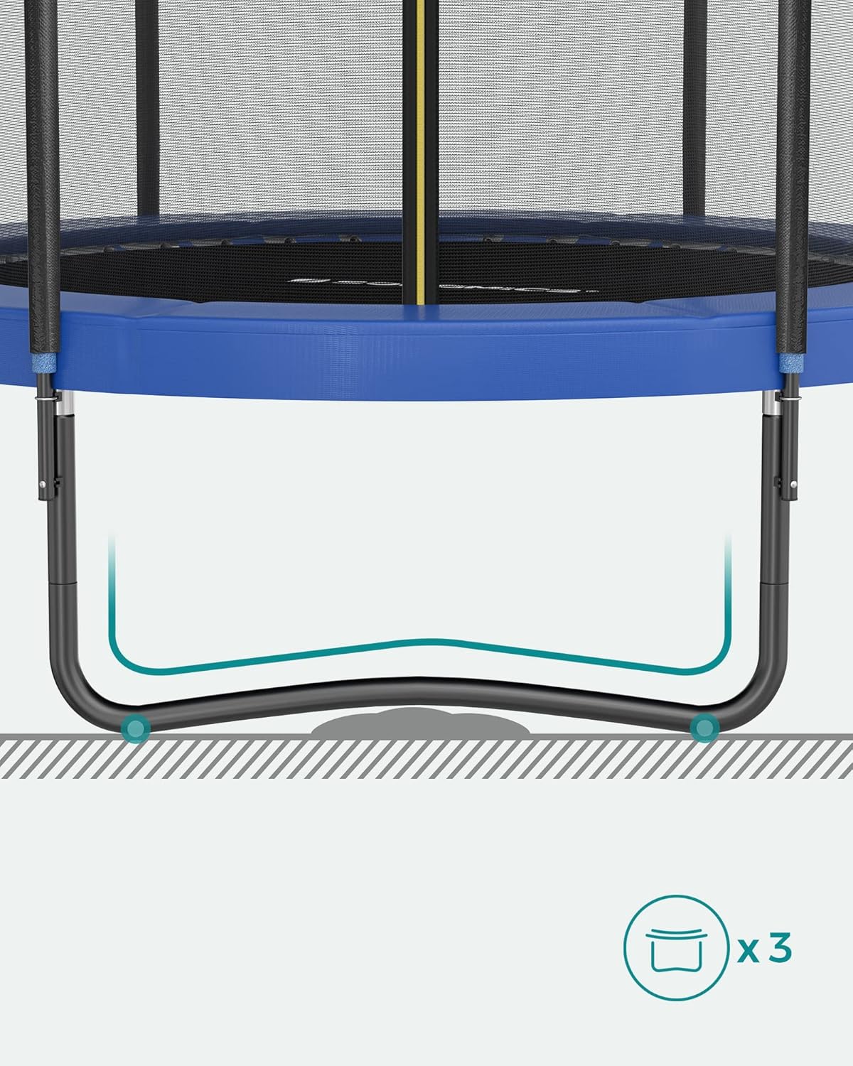 SONGMICS Trampolina Ø 244/305/366/427 cm, certyfikat TÜV Rheinland GS, okrągła trampolina ogrodowa z siatką zabezpieczającą i drabinką, wyściełany stelaż, dla dzieci i dorosłych