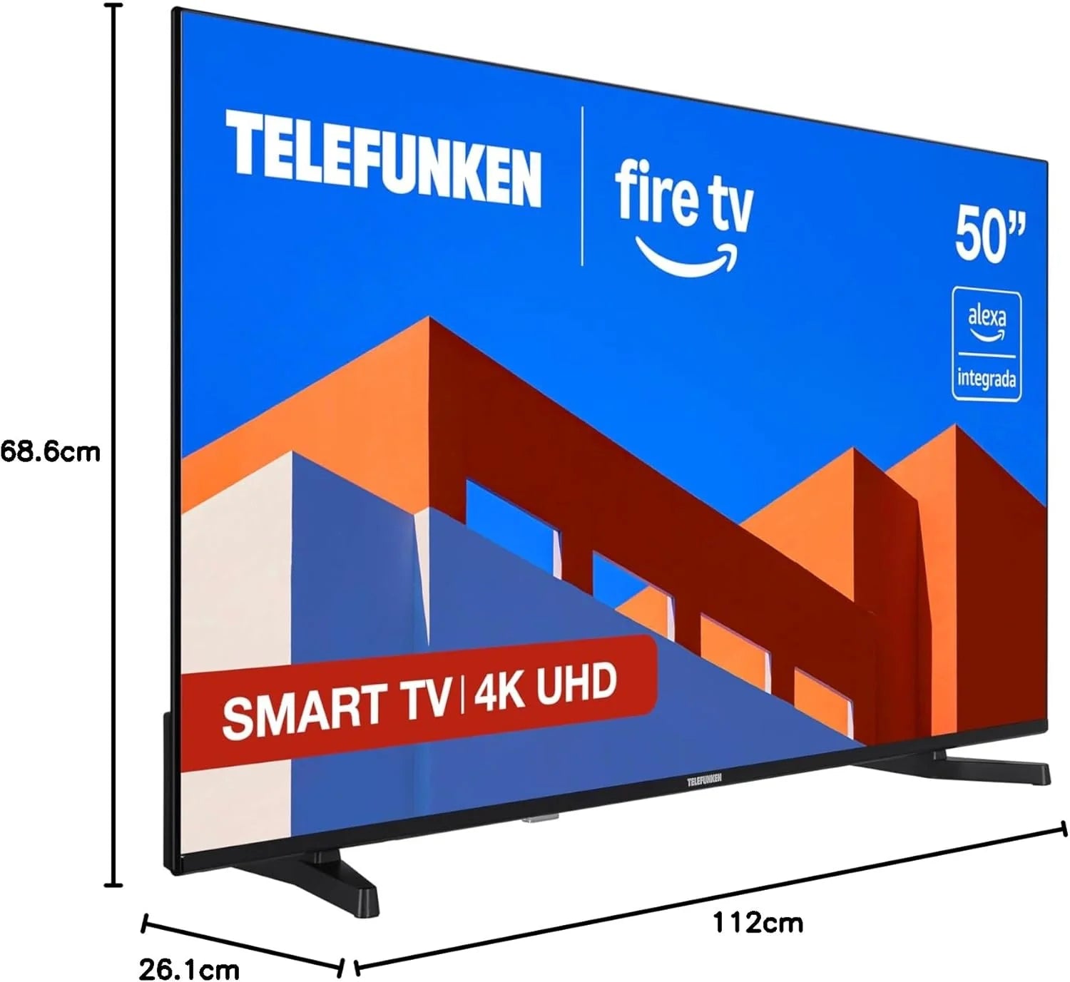 TELEFUNKEN 50FTV825, 50 cali 4K UHD, Smart TV Fire OS, HDR10, MEMC, kompatybilny z Alexa, Dolby Atmos, Apple AirPlay, Bluetooth
