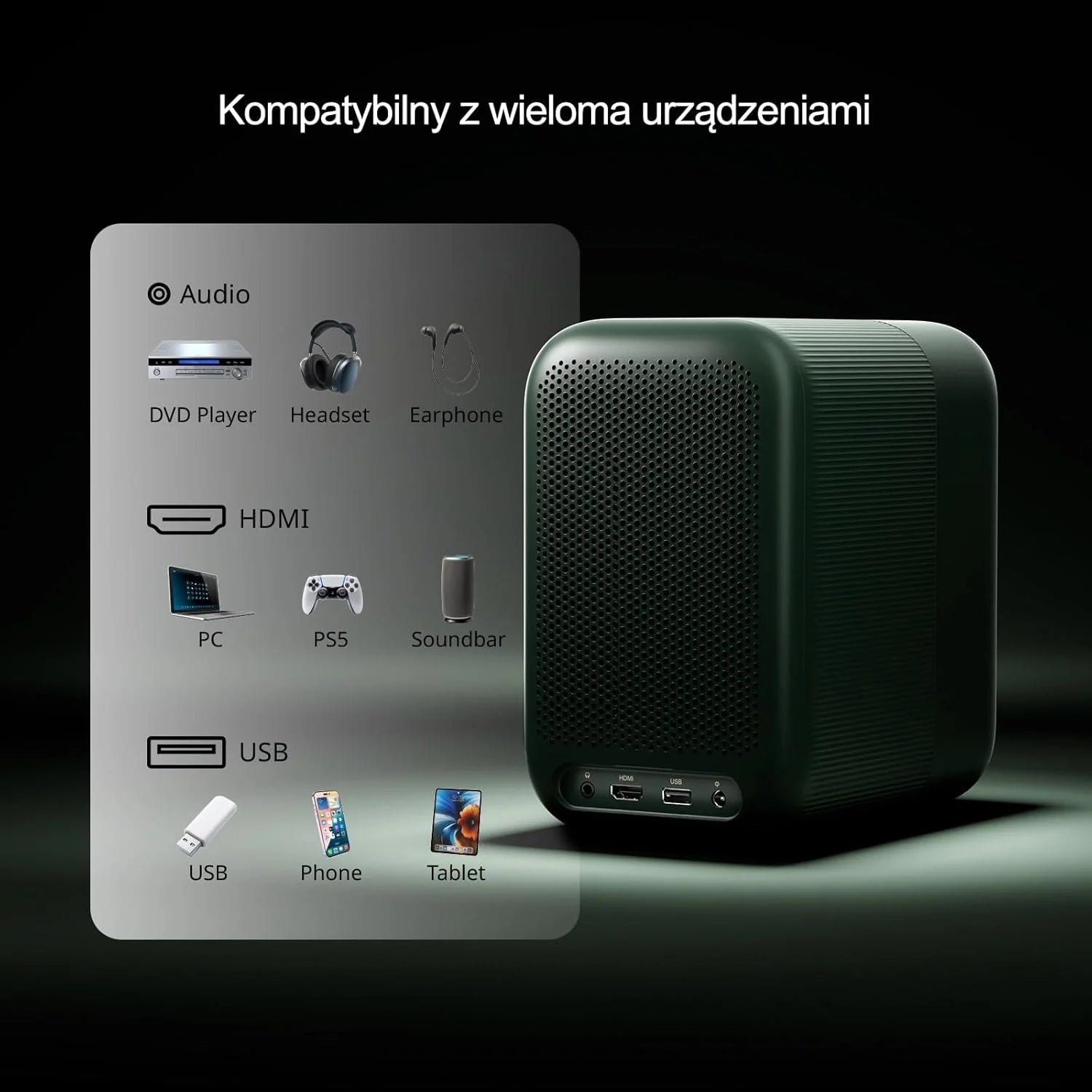 WEMAX Inteligentny Projektor Google TV 1080P Full HD, Obsługa 4K, 320 ISO Lm, MEMC Płynność na Mecze 2026, Auto Focus i Keystone, Omijanie Przeszkód, HDR10, Dolby Audio, WiFi 5G, Bluetooth
