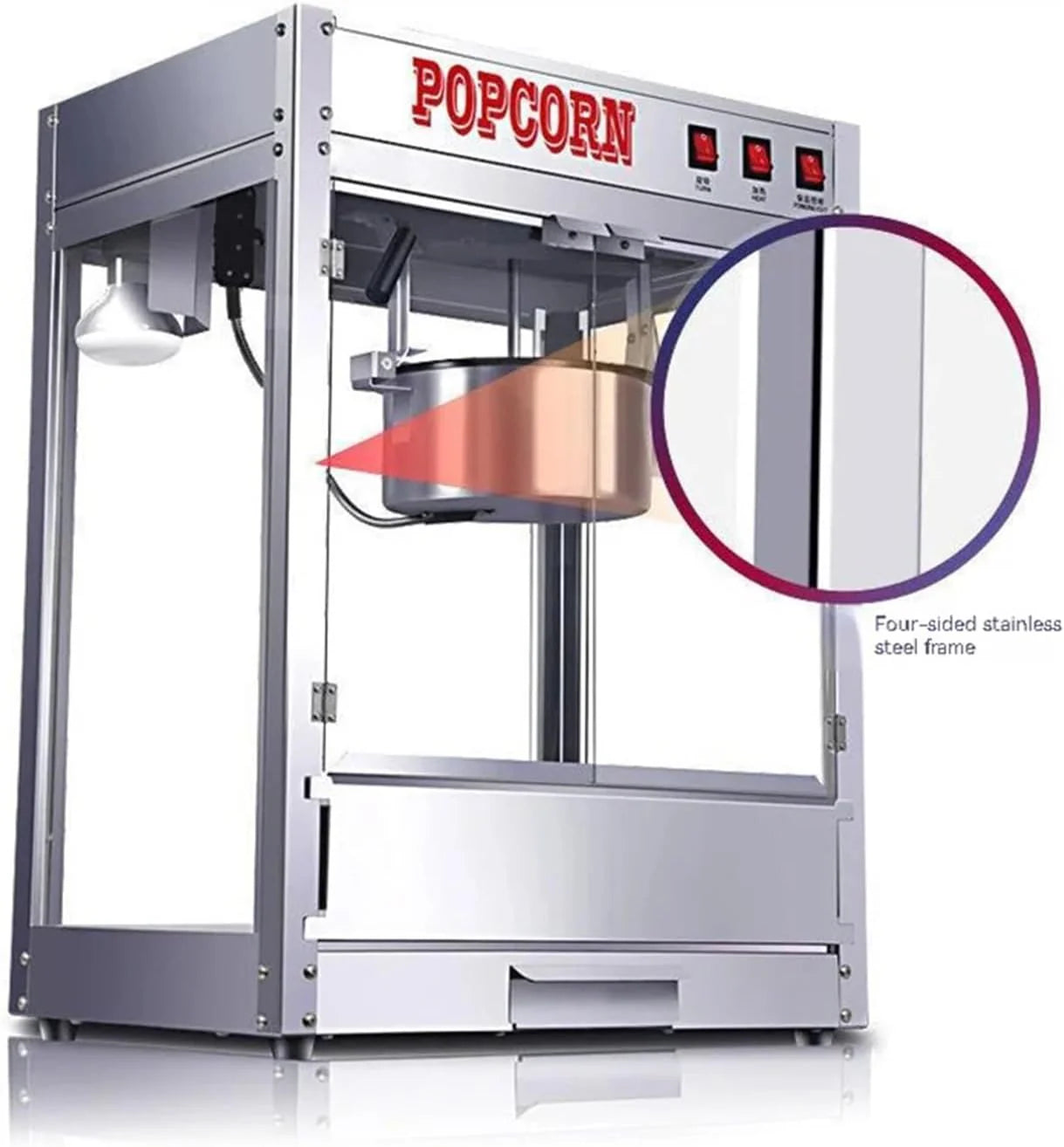 Popcorn Komercyjna maszyna do popcornu Elektryczna dmuchanego ryżu Automatyczna ze stali nierdzewnej Profesjonalna maszyna do popcornu