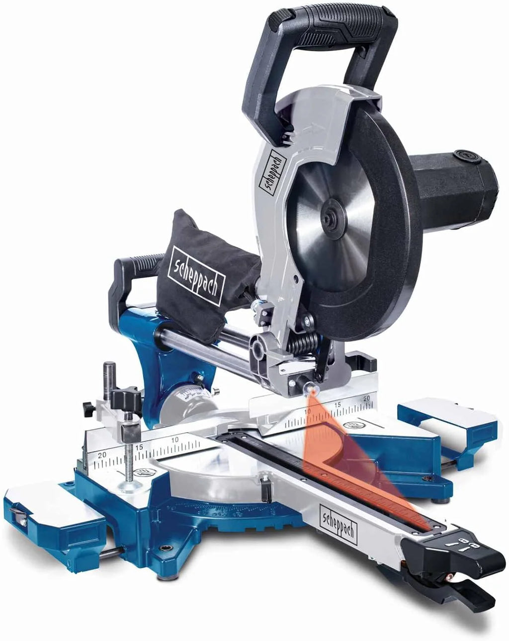 Scheppach Piła ukośna HM110MP | do drewna, aluminium, stali, tworzywa sztucznego, miedzi | wysokość cięcia: 90 mm / długość 340 mm | 2000 W z 2 prędkościami | piła wielofunkcyjna Ø 254 mm | piła ukośnica