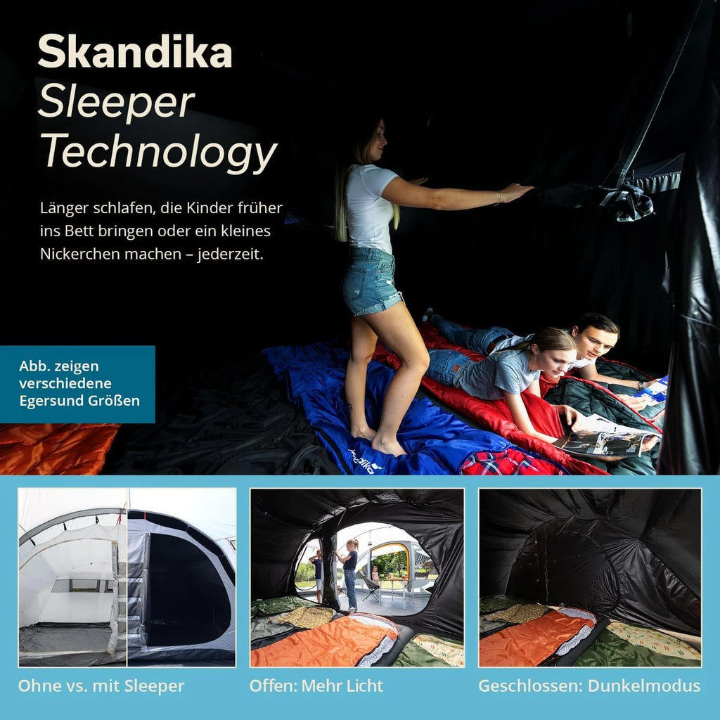 Skandika Egersund namiot tunelowy dla 3/5/7 osób, rodzinny namiot kempingowy z technologią spania, szyta mata podłogowa, wysokość 2 m, na zewnątrz, na zewnątrz
