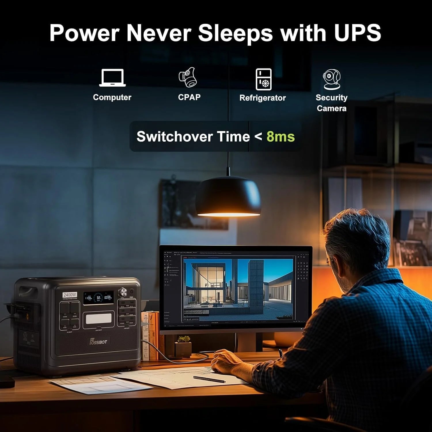 Fossibot Polska F1800 Przenośna Elektrownia 1024Wh LiFePO4 -Stacja Zasilania VAT 23%, 1200W Power station 7 portów，5-letnia gwarancja
