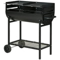 Metalowy grill węglowy 90x45x96 cm - Outsunny. Czarny