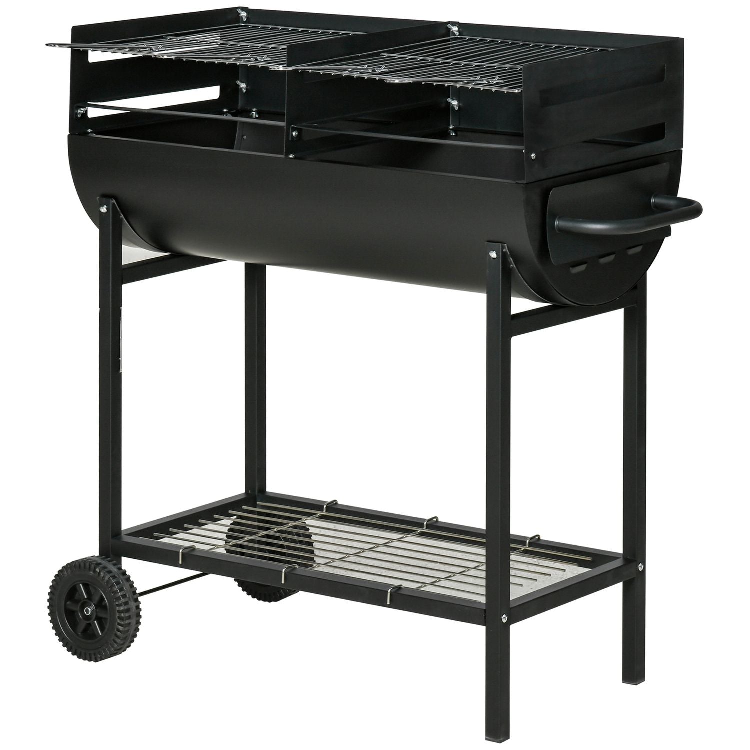 Metalowy grill węglowy 90x45x96 cm - Outsunny. Czarny