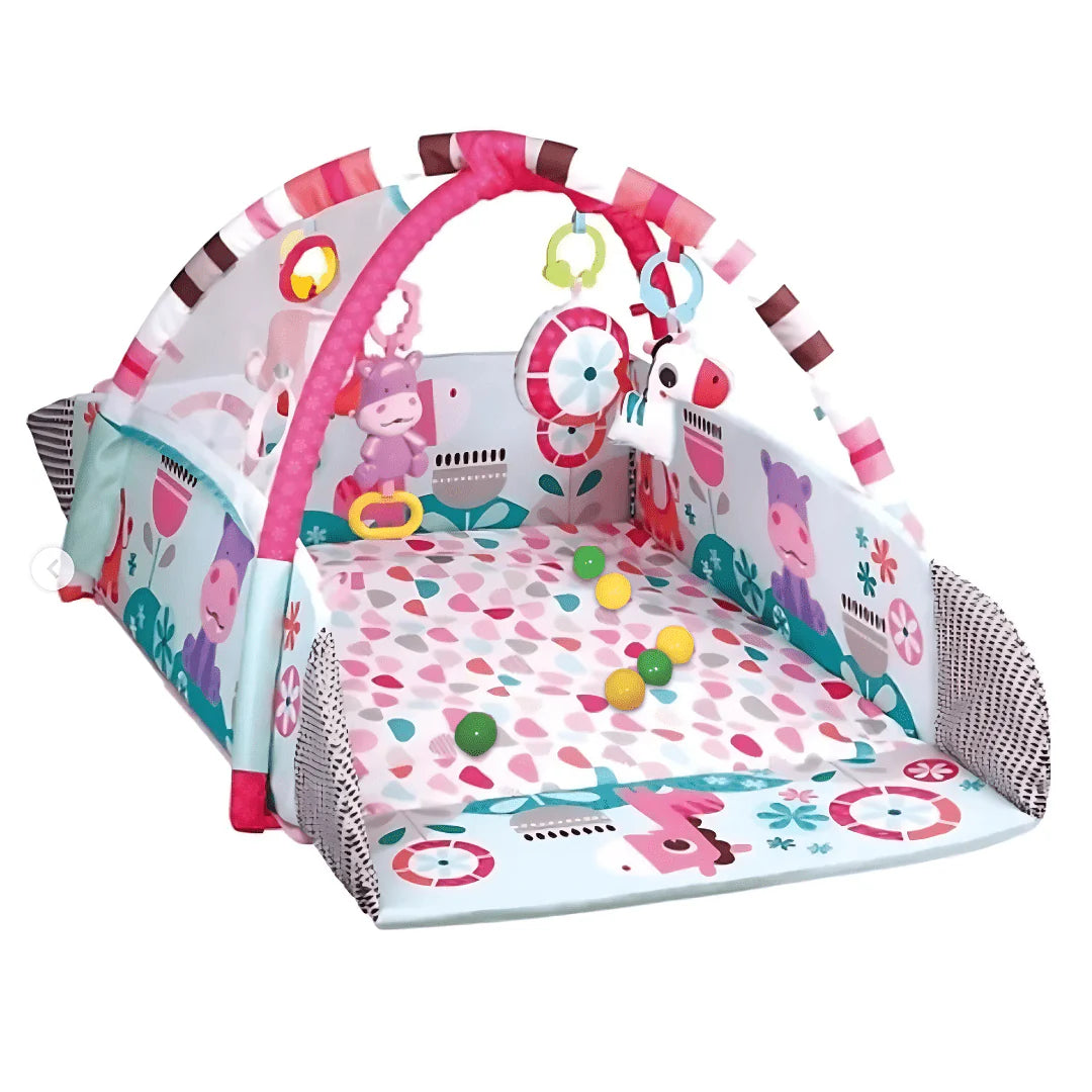 Baby Fitness Frame with Crawling Mat, Learning Play Gym with Soft Toys