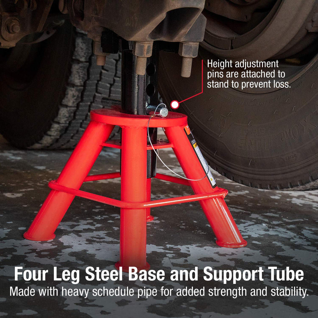 Sunex 1310 10-Ton Medium Height Pin Type Jack Stands, Pair, Red