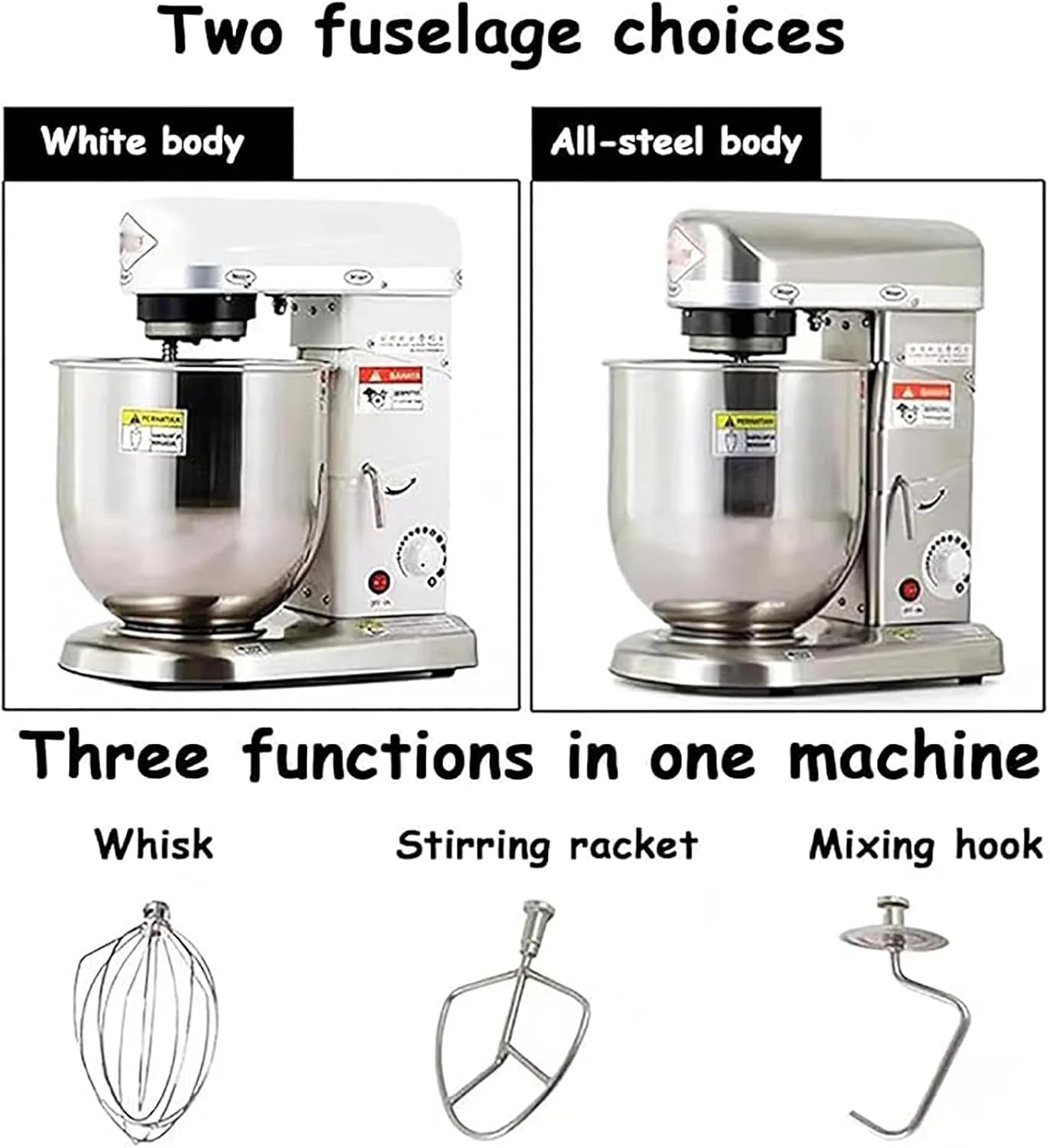 Professional Stand Mixer, 3 Speed 10L Mixing Bowl 500W Electric Mixer with Mixing Bowl, Beater & Dough Hook, Commercial Kitchen Cake Mixer & Dough Mixer,StainlessSteel