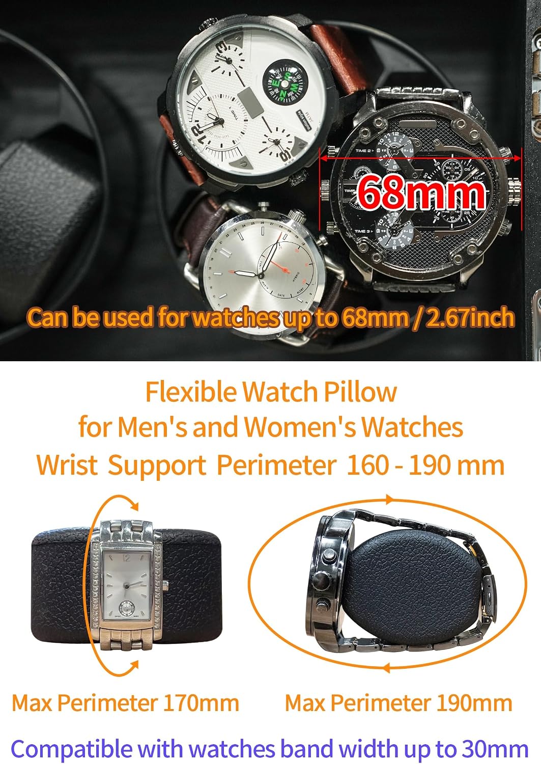 Oryx Watch Winder for 4/6/9/12 Automatic Watches, Rotating Watch Case