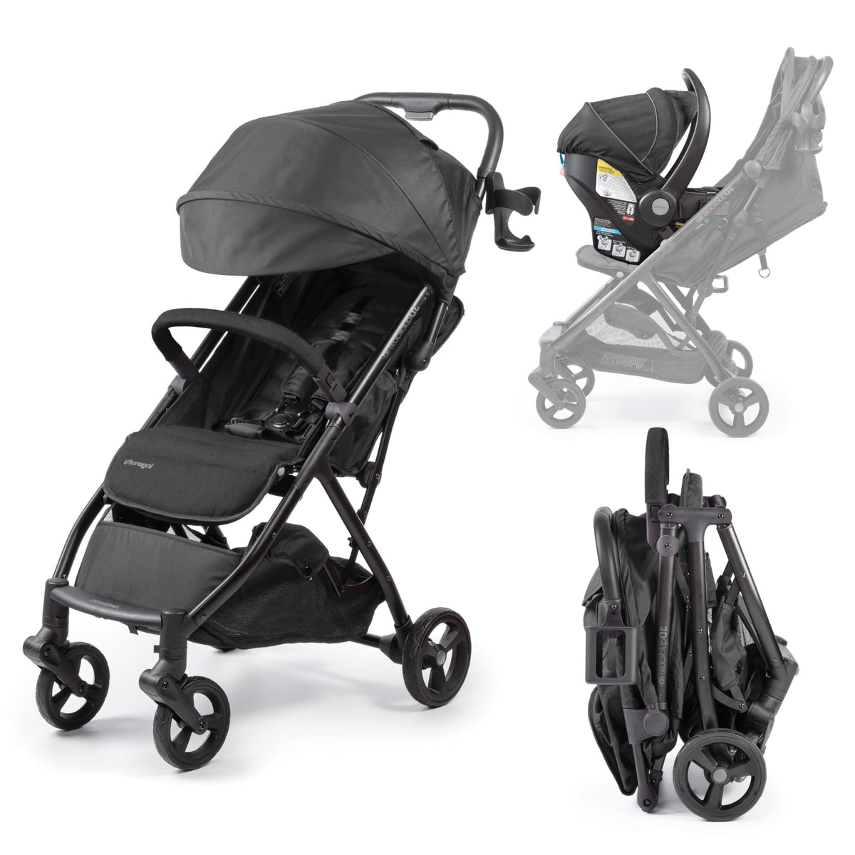 Ingenuity 3Dquickclose CS+ Compact Fold Stroller â Lightweight Stroller with Oversized Canopy, Extra-Large Storage and Compact Fold, Gray