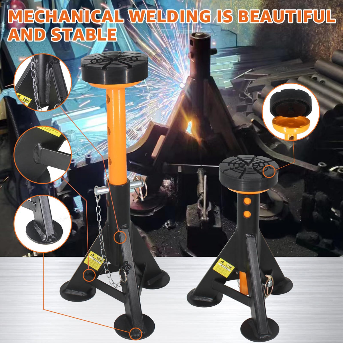 BESTOOL Jack Stands 4 Ton, Adjustable Car Jack Stand, 2 Pack