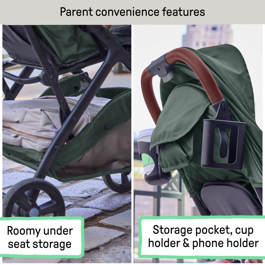 Ingenuity 3Dquickclose CS+ Compact Fold Stroller â Lightweight Stroller with Oversized Canopy, Extra-Large Storage and Compact Fold, Gray