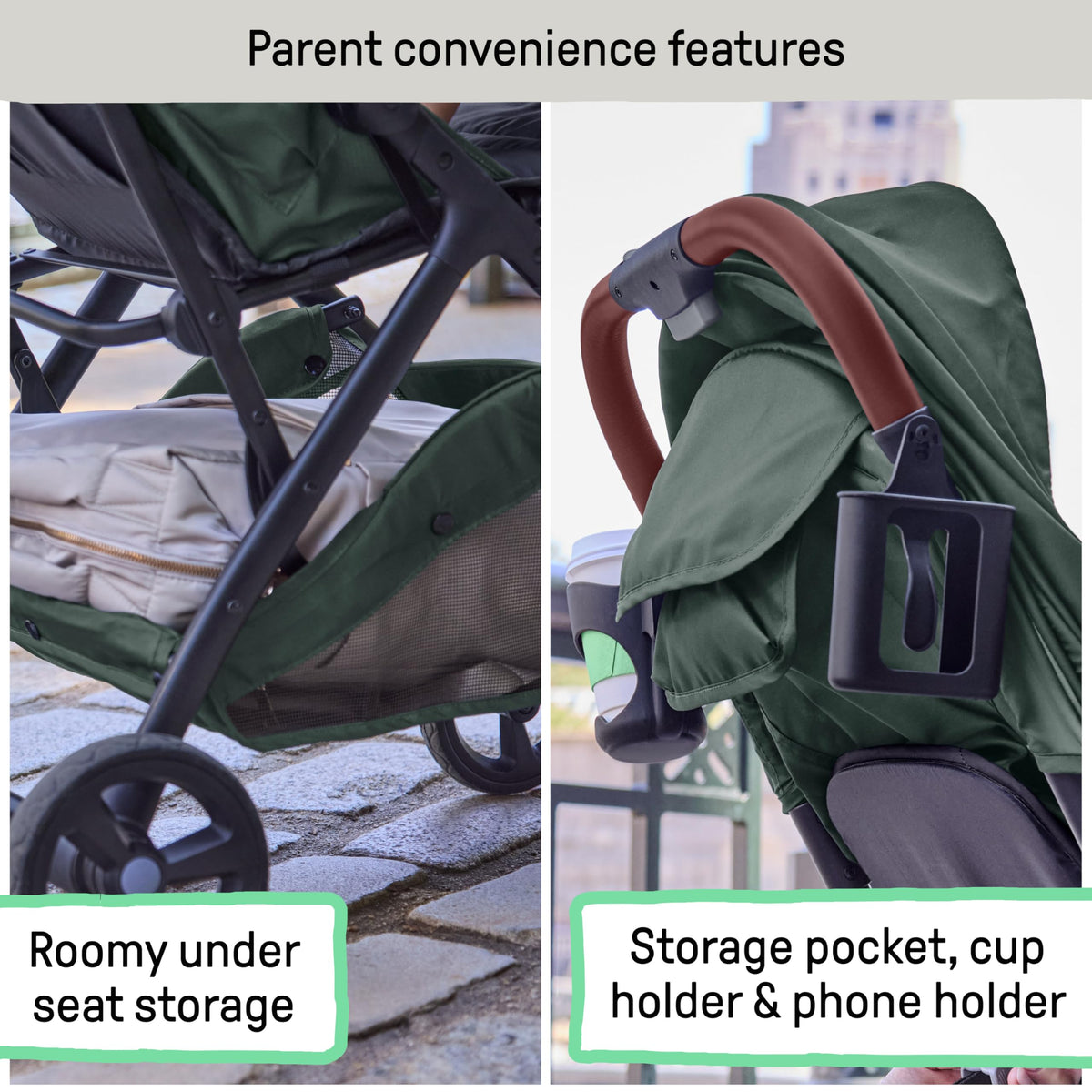 Ingenuity 3Dquickclose CS+ Compact Fold Stroller â Lightweight Stroller with Oversized Canopy, Extra-Large Storage and Compact Fold, Gray
