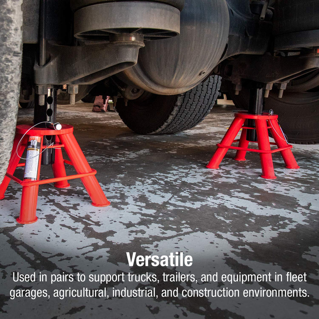 Sunex 1310 10-Ton Medium Height Pin Type Jack Stands, Pair, Red