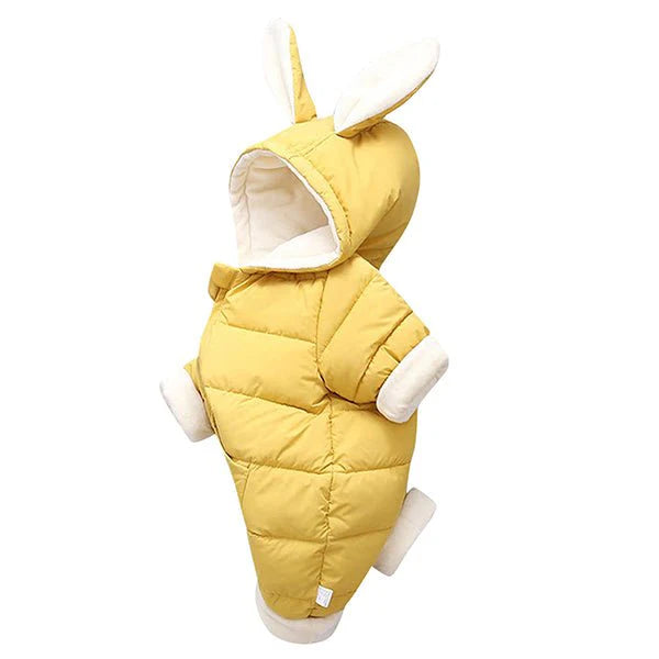 Baby Winter Hooded Romper Thick Rabbit Ear Jumpsuit