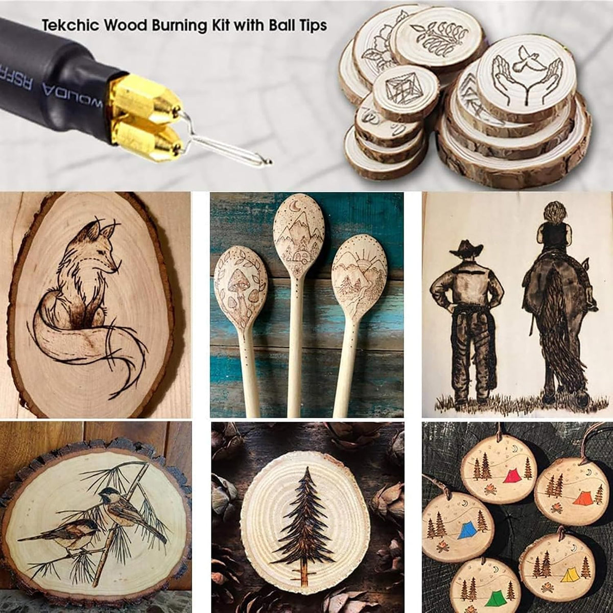 Tekchic 60W Wood Burning Kit, Pyrography Tool with 20 Wire Tips
