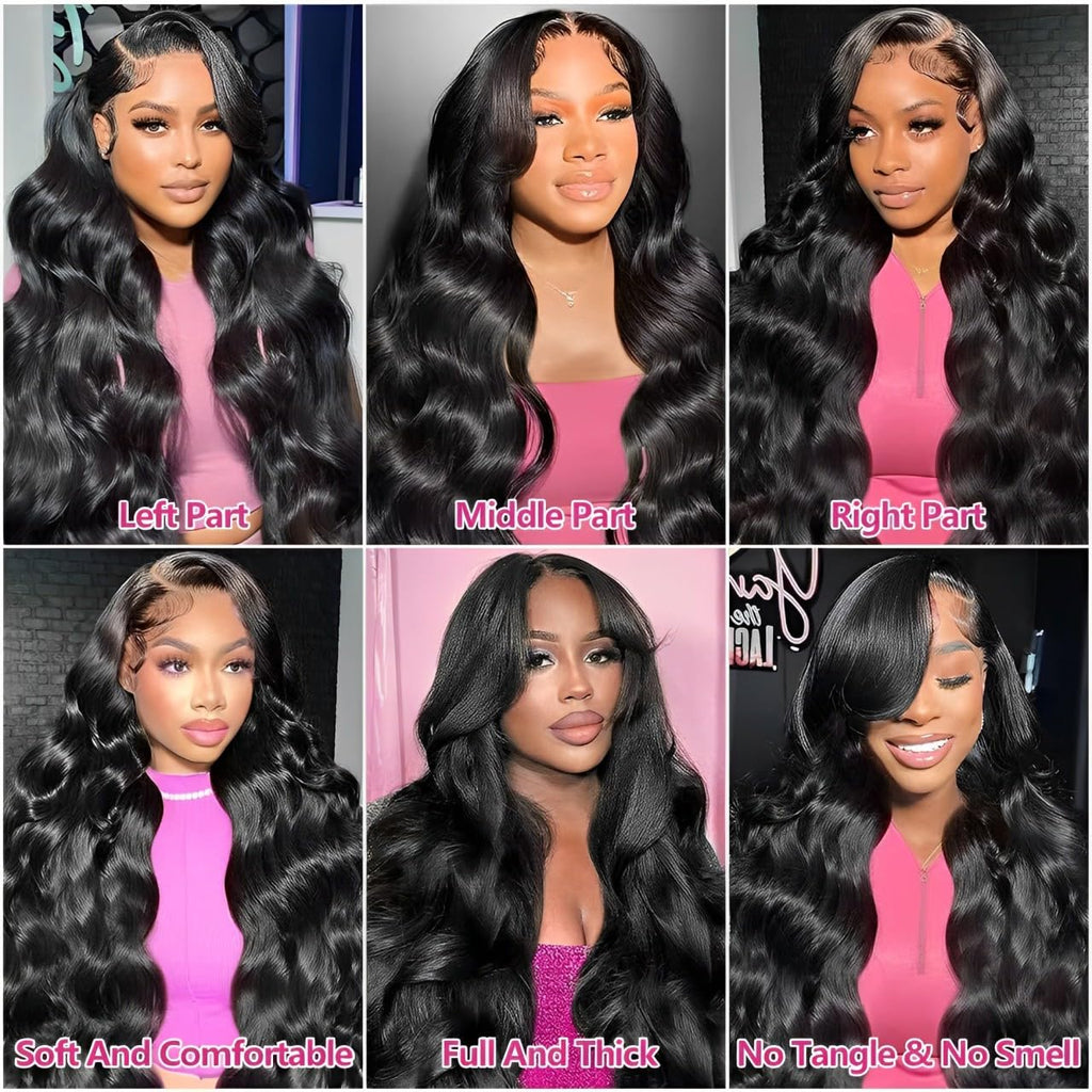 oveflect 30Inch 13x6 HD Lace Front Wig - 200% Density Body Wave Human Hair - Pre-Plucked Glueless Virgin Hair, Natural Look