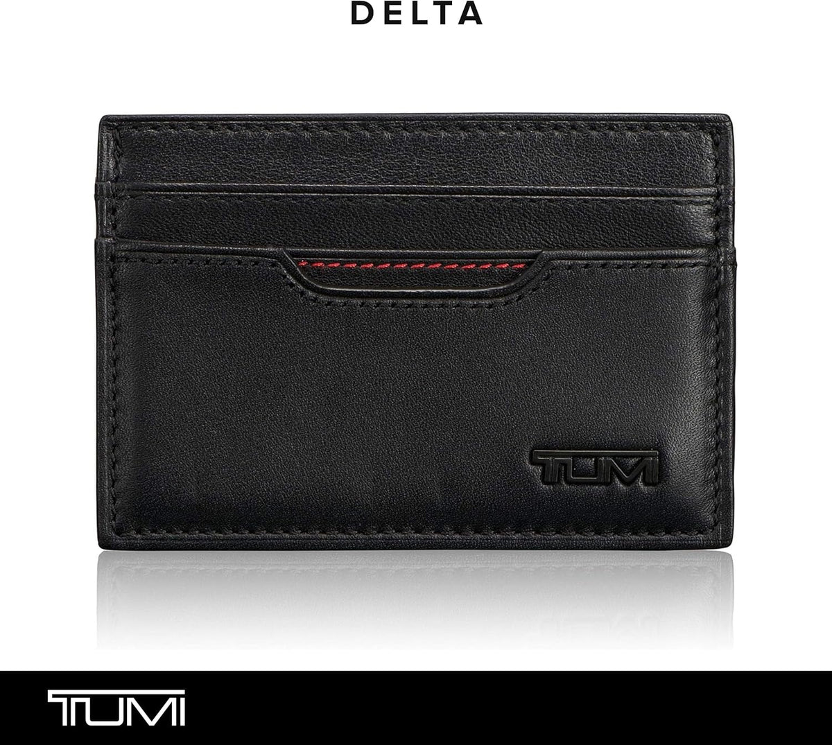 TUMI Delta Slim Card Case Wallet with RFID ID Lock for Men, Black