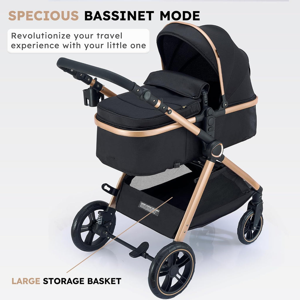 Accombe 2-in-1 Convertible Baby Stroller for Newborn to Toddler